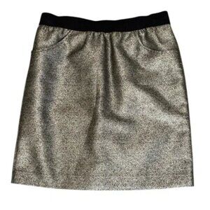 NWT Cynthia Rowley Skirt Sz 12 GOLD FOIL BAROQUE Black Lined Above Knee NEW